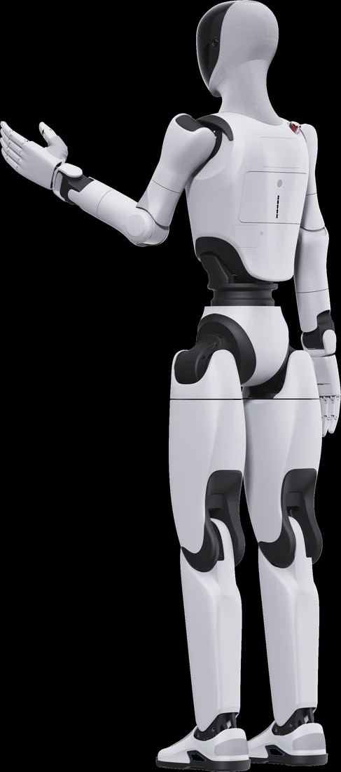 Humanoidni robot Walker C1 z iztegnjeno roko v pogovorni drži, uradni render proizvajalca, brez ozadja